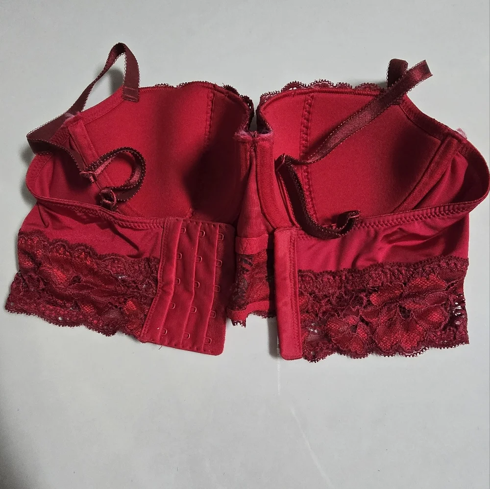 Adore Me Lace Underwire Longline Bra - Red - 34B